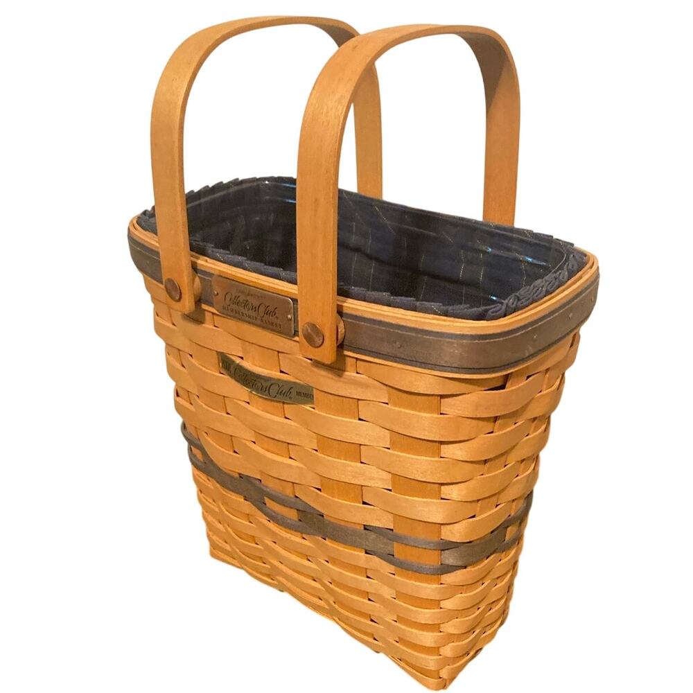 Longaberger Woven Basket Collectors Club 2000 Charter Membership w/ liner 9.75"T